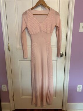 Isa Boulder Pale Pink Sheer Knit Maxi Dress